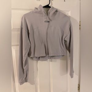 Grey adidas cropped hoodie